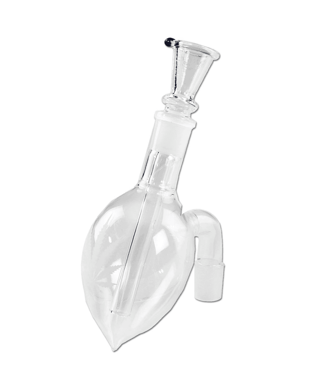 Glas Doppelfilter Aufsatz mit Hanfblatt Design - Vorkühler  (18.8er Schliff)