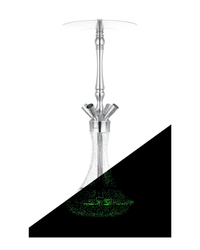 Elegante Aladin Shisha MVP 550 - Green Glow mit Schlauch, passendem Mundstück und Kopf in Clear glow in the dark.