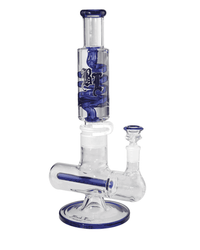 Detailansicht des blauen Borosilikatglases der BL Liquid Bong, Wandstärke 3mm, Durchmesser 46mm