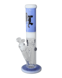 Gesamtansicht der Black Leaf 2Blue Zylinderbong Ice in Blau aus Borosilikatglas, 340mm hoch