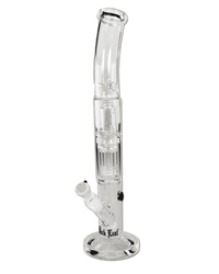 Seitenansicht der Black Leaf Icebong mit Baumperkolator aus Borosilikatglas, klarer Farbe und Black Leaf Logo