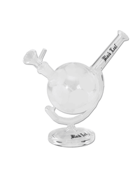 Gesamtansicht der Black Leaf Soccer Glasbong aus Borosilikatglas, Höhe 180mm