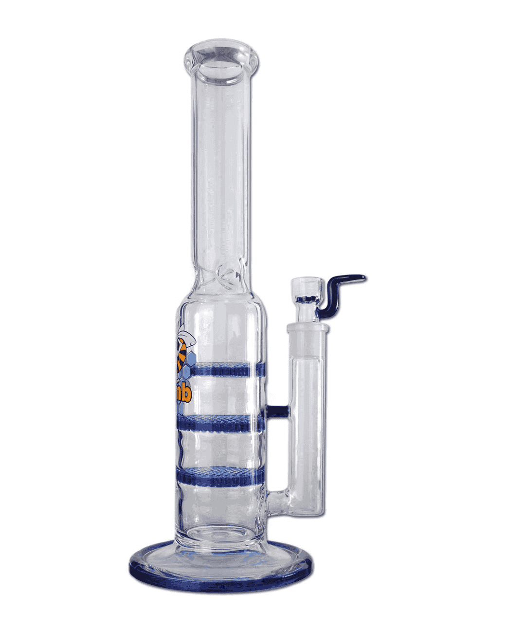 Black Leaf Glasbong Triple HoneyComb, 380âŻmm, klar/blau, mit Eiskammer und 3x Diffusor