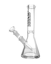 Schöne Black Believer Glasbong mit Eiskerben, passendem Chillum und Head/Kopf von Heisenberg zum Rauchen von Kräutern.