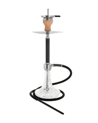 Schöne INOX Carbon Stallion Shisha von Kaya mit Schlauch und Knickfeder in schwarz.