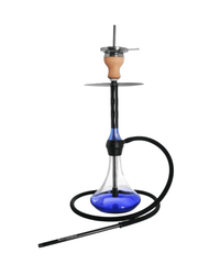 Elegante Kaya-Shisha Black Caro Blau mit Schlauch, passendem Mundstück und Kopf. Zum Rauchen von Shishatabak.
