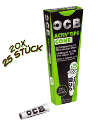 Seitenansicht des OCB Aktivkohlfilters mit sichtbarem OCB Logo