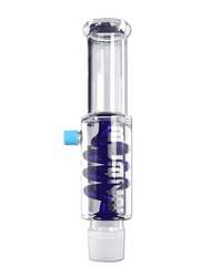 Blaze M+M Aufsatzrohr Spirale Blau – Kühlaufsatz aus Borosilikatglas mit NS 45 Schliff