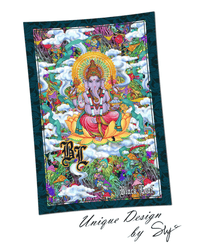 Black Leaf Ganesha Tuch komplett – 150x220 cm Baumwolle