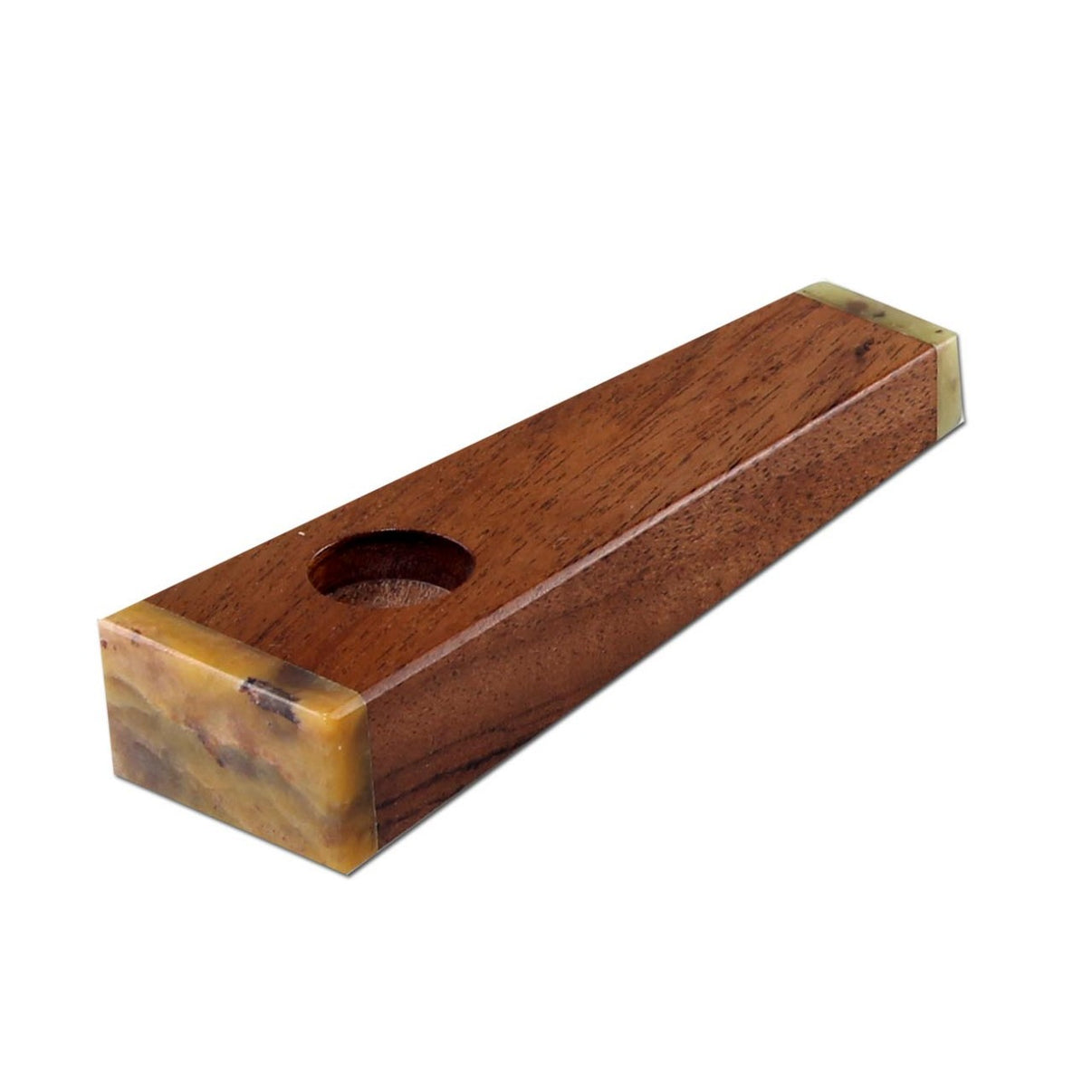 Specksteinpfeife mit Shishamholz - Modell mit Schmuckelementen (88 mm)