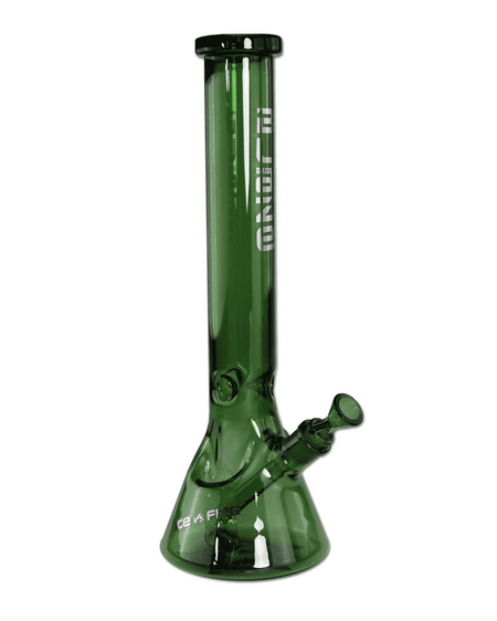 Nahaufnahme des 132mm langen Schlitzdiffusorchillums der BLAZE Icebong Ice vs. Fire für sanften Rauch.