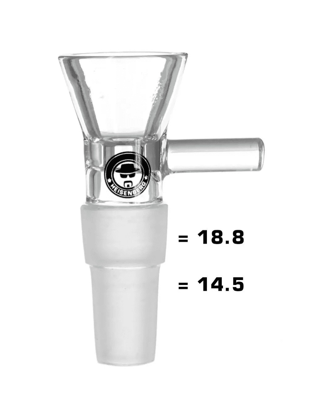 2-Fits Kopf für 14.5 Schliff und 18.8 Schliff aus Glas, mit Henkel zur besseren Handhabung.