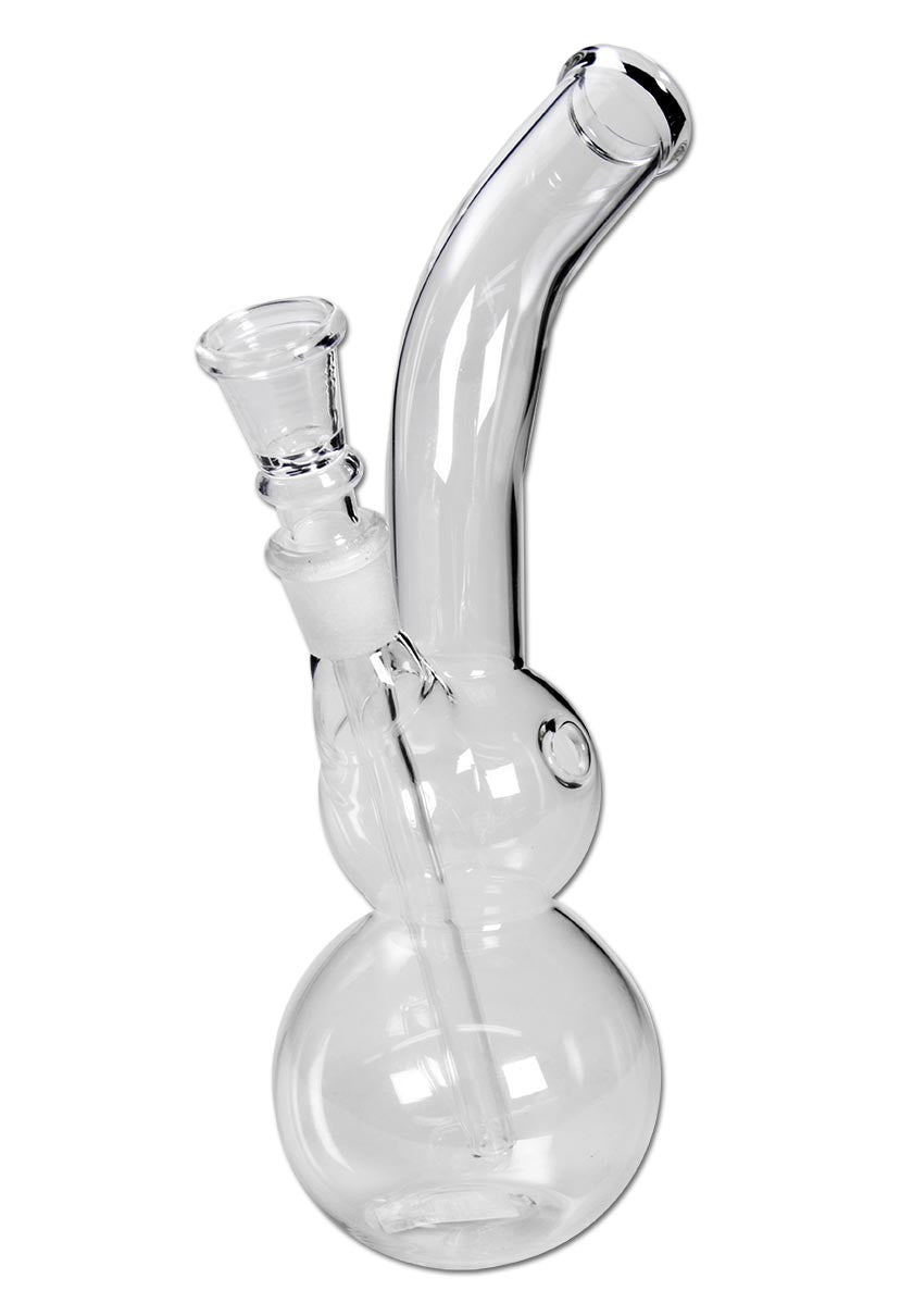 Glasbong mit Chillum und Kickloch - Gebogener Hals, 200 mm