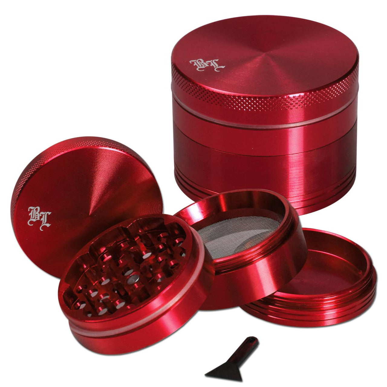 Black Leaf Aluminium-Grinder 4-teilig mit Magnet - Rot