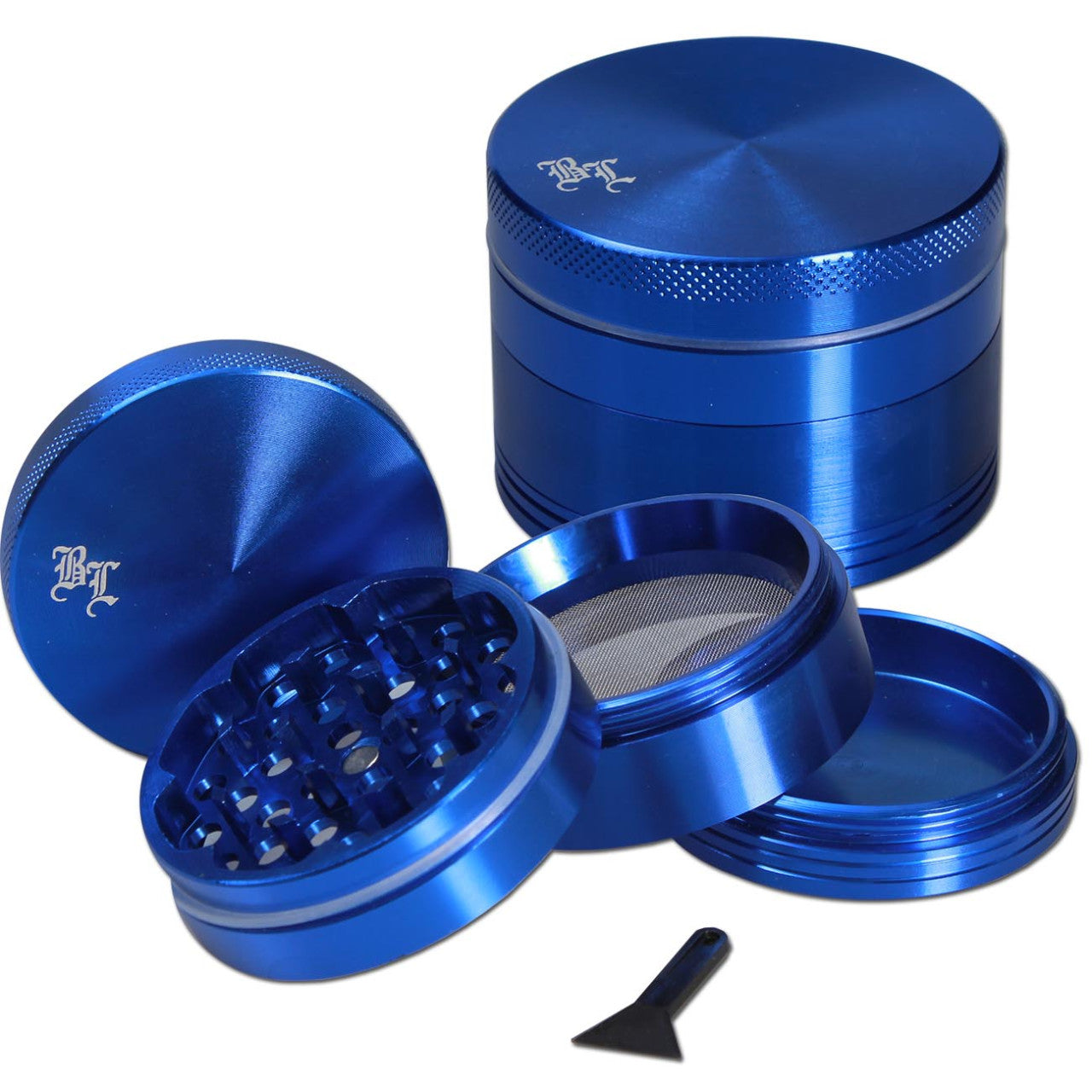 Black Leaf Aluminium-Grinder 4-teilig mit Magnet - Blau