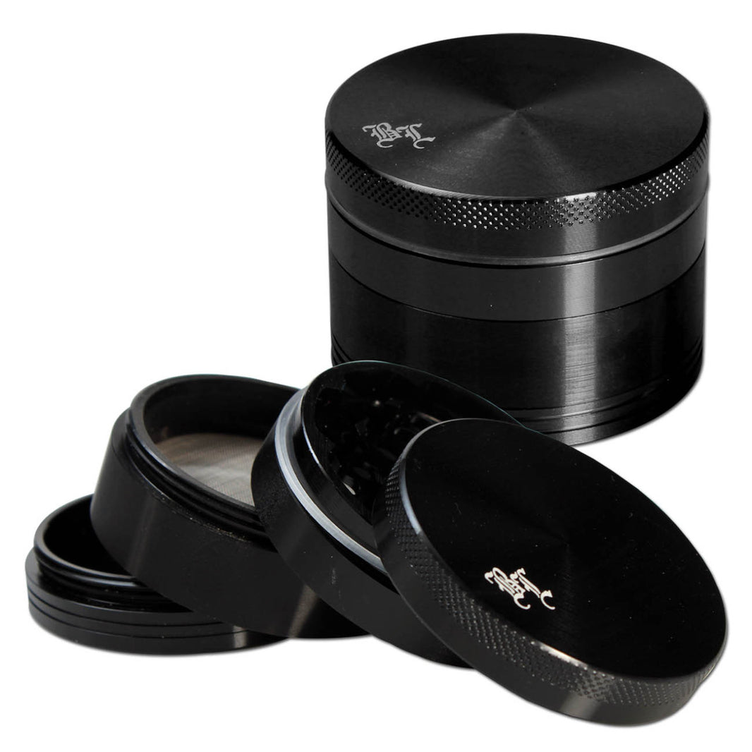 Black Leaf Aluminium-Grinder 4-teilig mit Magnet - Schwarz