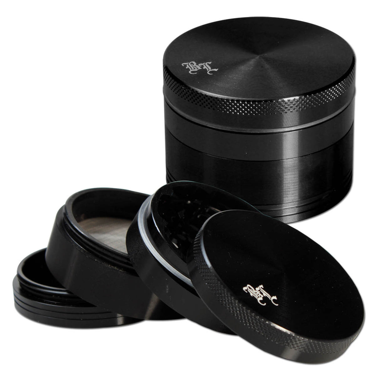 Black Leaf Aluminium-Grinder 4-teilig mit Magnet - Schwarz