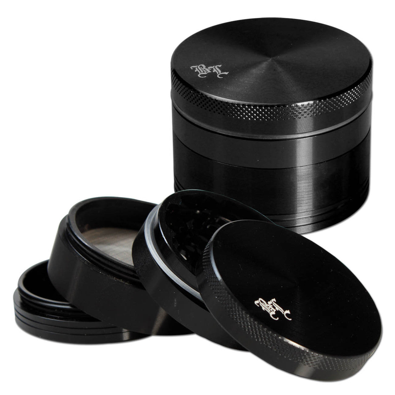Black Leaf Aluminium-Grinder 4-teilig mit Magnet - Schwarz