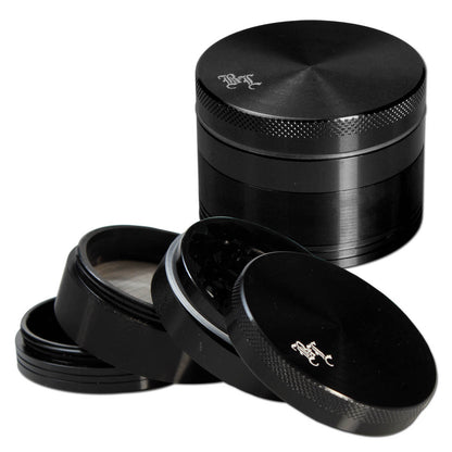 Black Leaf Aluminium-Grinder 4-teilig mit Magnet - Schwarz