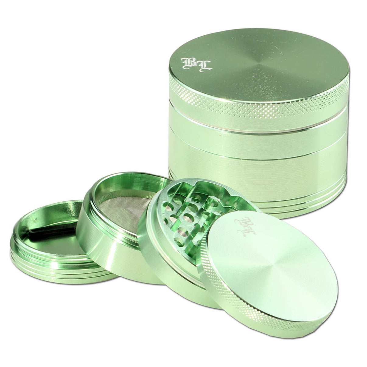 Black Leaf Aluminium-Grinder 4-teilig mit Magnet - Hellgrün