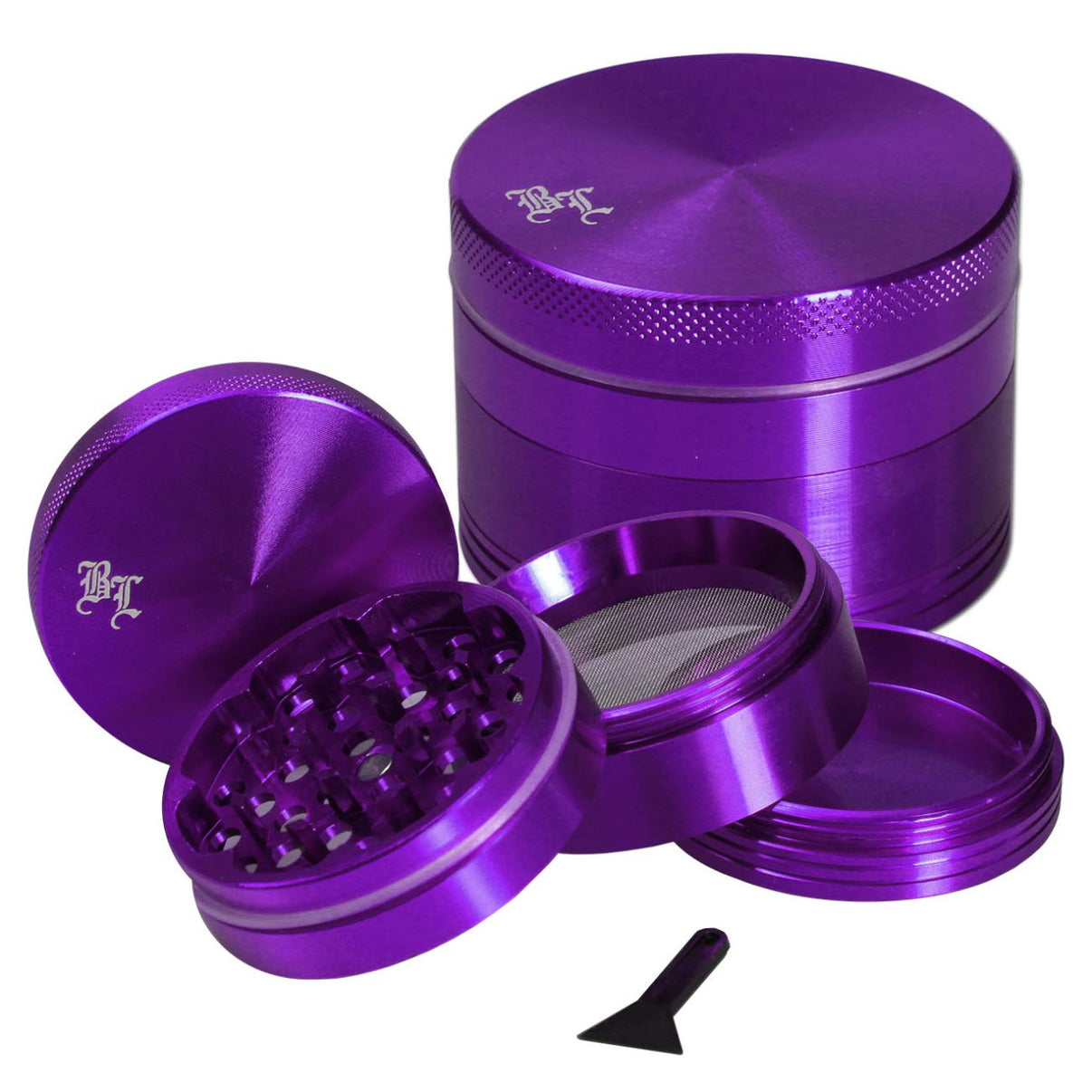 Black Leaf Aluminium-Grinder 4-teilig mit Magnet - Aubergine