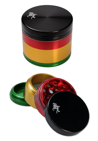 Black Leaf Rasta Alu-Grinder 4-tlg. - Magnetisch mit Nylonring