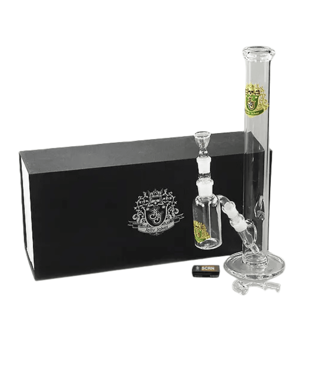 Nahaufnahme der 45 cm großen Bong aus 5 mm Borosilikatglas, die Stabilität und Hitzebeständigkeit bietet.