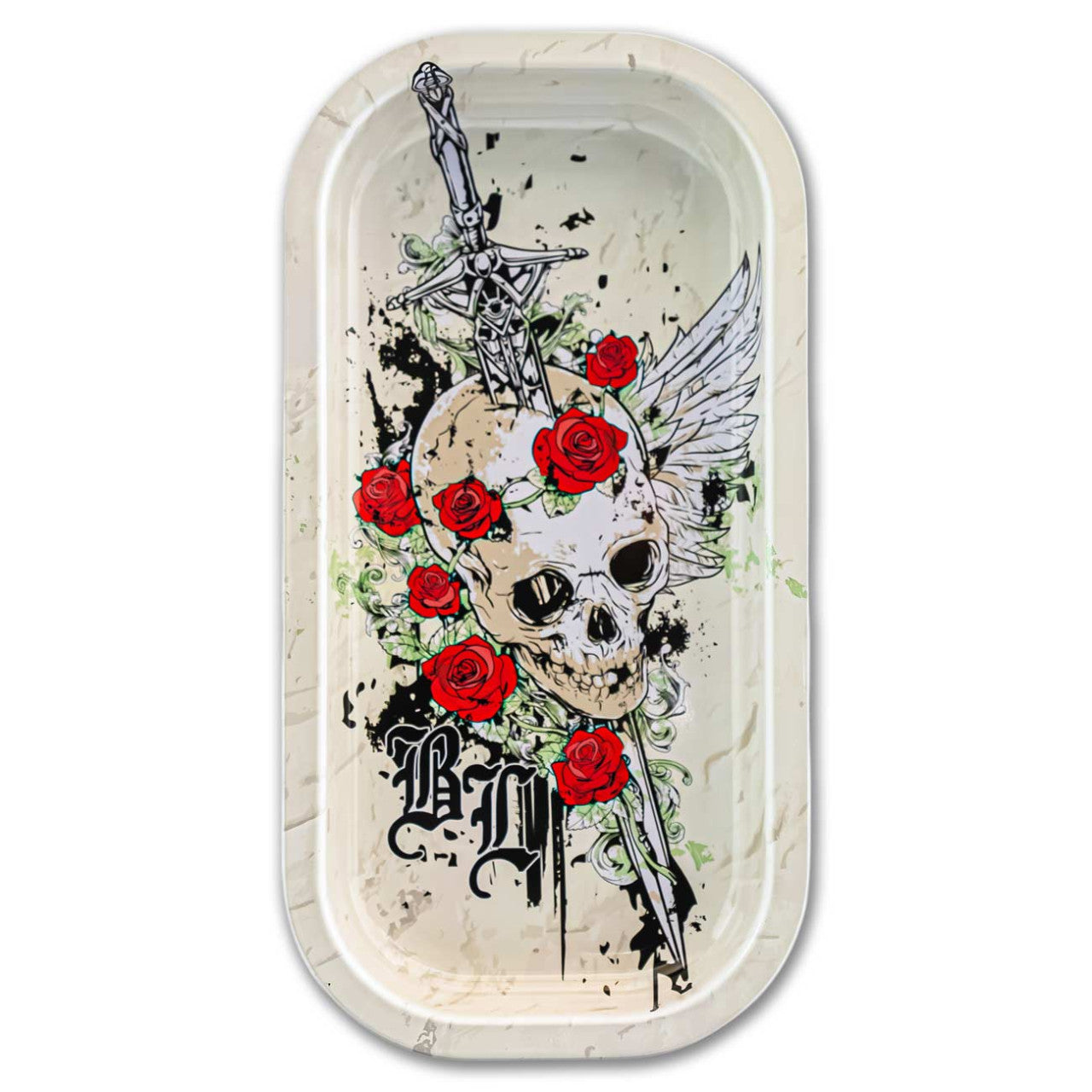 Black Leaf Skull+Roses Mixing Tray