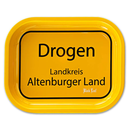Black Leaf Rolling Tray Ortsschild DROGEN S