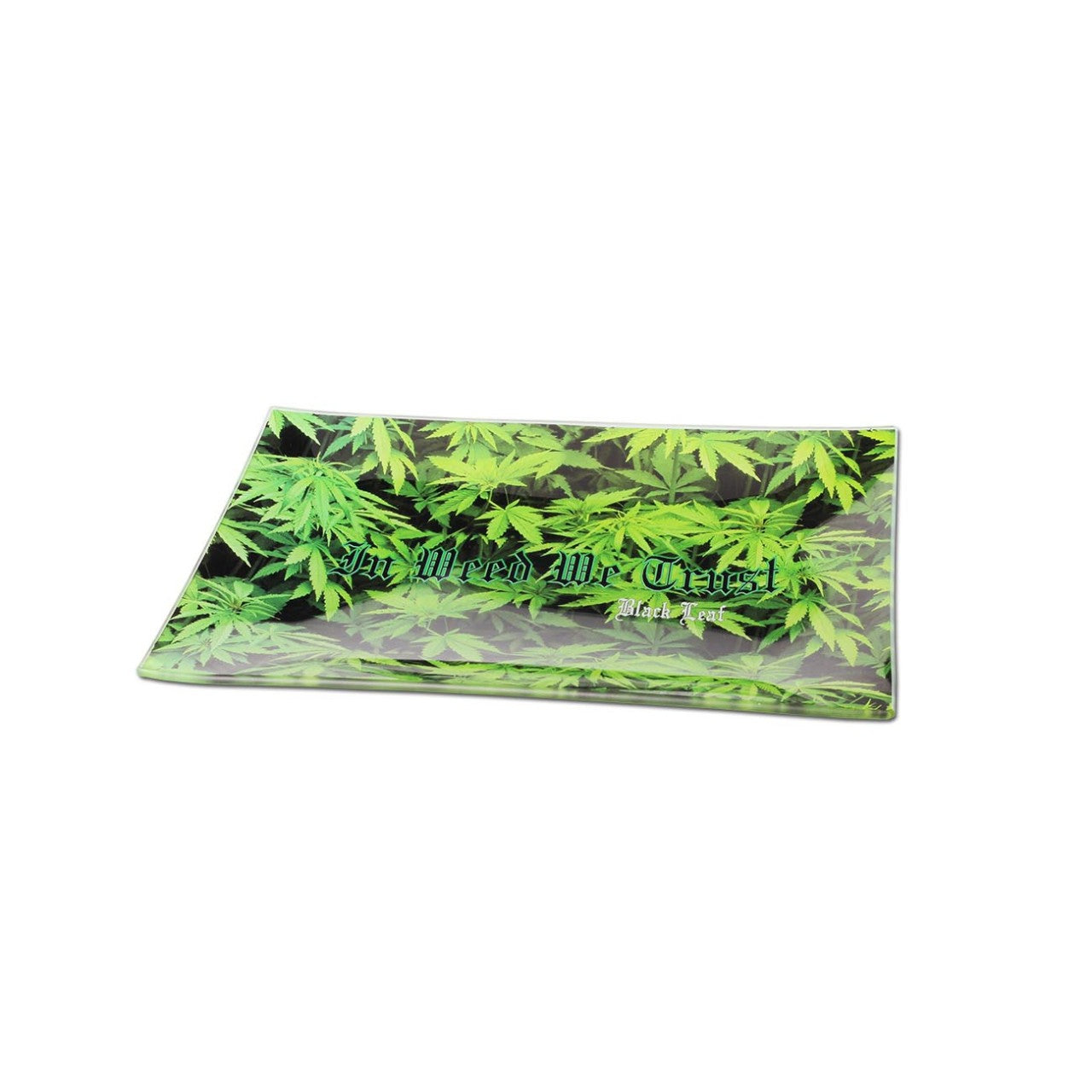 Black Leaf Leaves Rolling Tray aus Glas - Groß
