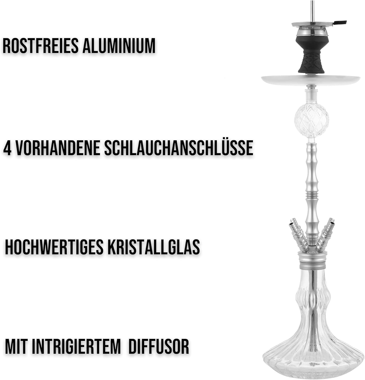 Luna Shisha Komplettset - Bigima (silber)