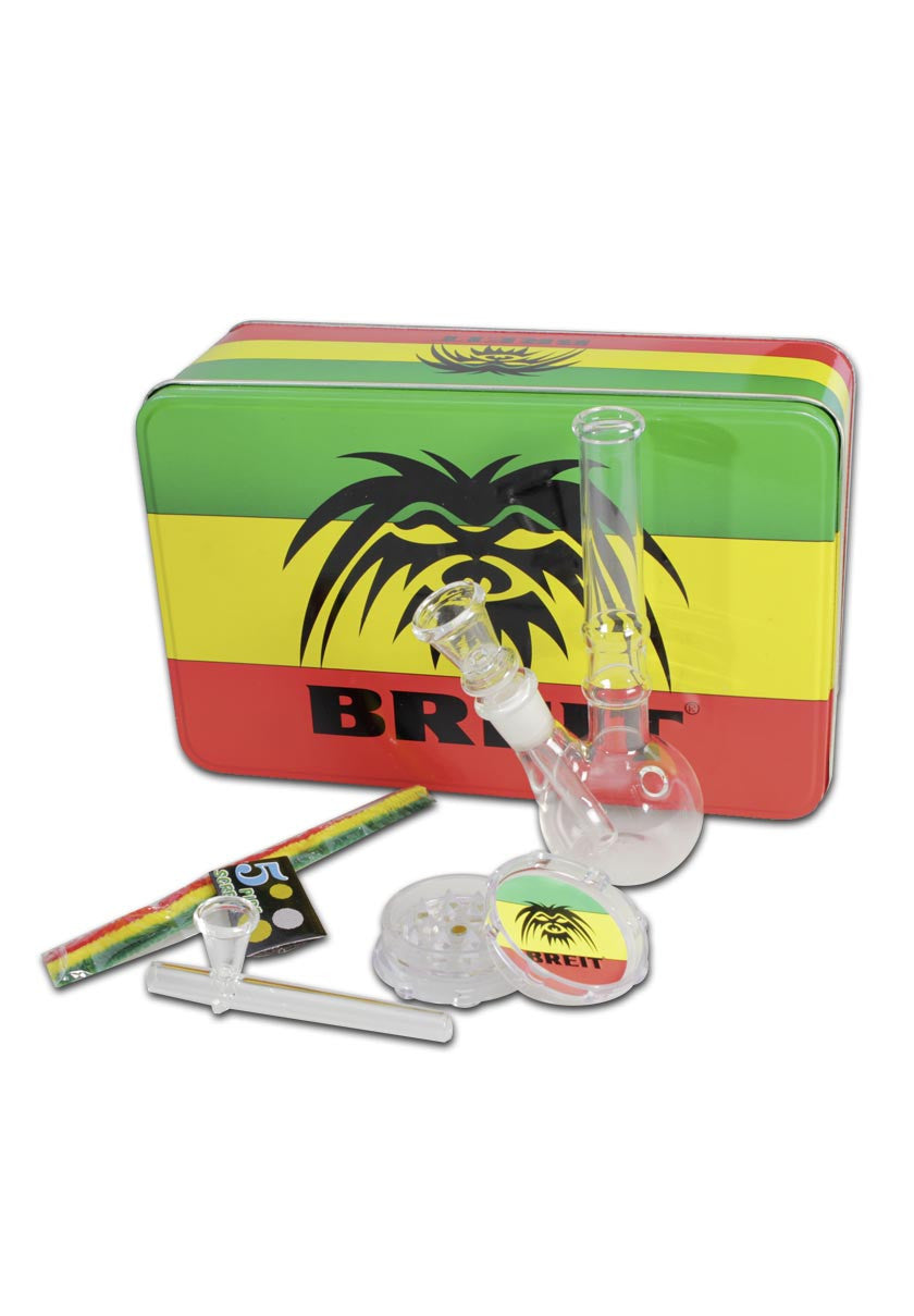 Breit Minibong Set mit Grinder und Glaskawumm