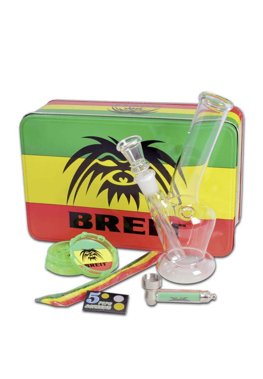 Breit Minibong Set mit Grinder und Purpfeife - Variante 3