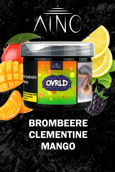 Aino Shisha-Tabak Ovrld – Brombeere, Clementine, Mango & Zitrone in einer Dose zum Rauchen in einer Shisha oder Wasserpfeife. 