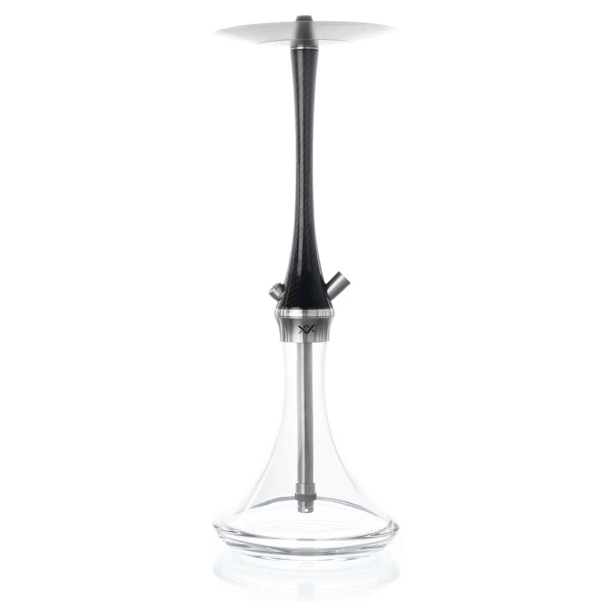 Elegante Valentino Full Carbon Shisha mit Schlauch, passendem Mundstück und Kopf in schwarz. Zum Rauchen von Shishatabak.