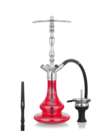 Elegante Aladin Shisha MVP 500 - Red Shiny mit Schlauch, passendem Mundstück und Kopf in rot. Zum Rauchen von Shishatabak