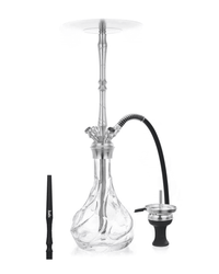 Elegante Aladin Shisha MVP 670 – Wave mit Schlauch, passendem Mundstück und Kopf in Clear. Zum Rauchen von Shishatabak.