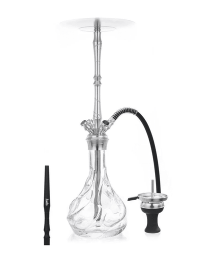Elegante Aladin Shisha MVP 670 – Wave mit Schlauch, passendem Mundstück und Kopf in Clear. Zum Rauchen von Shishatabak.