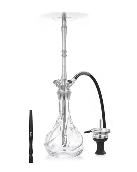 Elegante Aladin Shisha MVP 670 – Wave mit Schlauch, passendem Mundstück und Kopf in Clear. Zum Rauchen von Shishatabak.