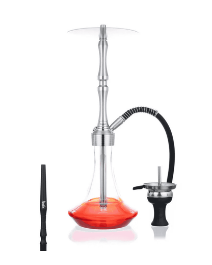Elegante Aladin Shisha MVP Rocket Red Fade mit Schlauch, passendem Mundstück und Kopf in Rot. Zum Rauchen von Shishatabak.