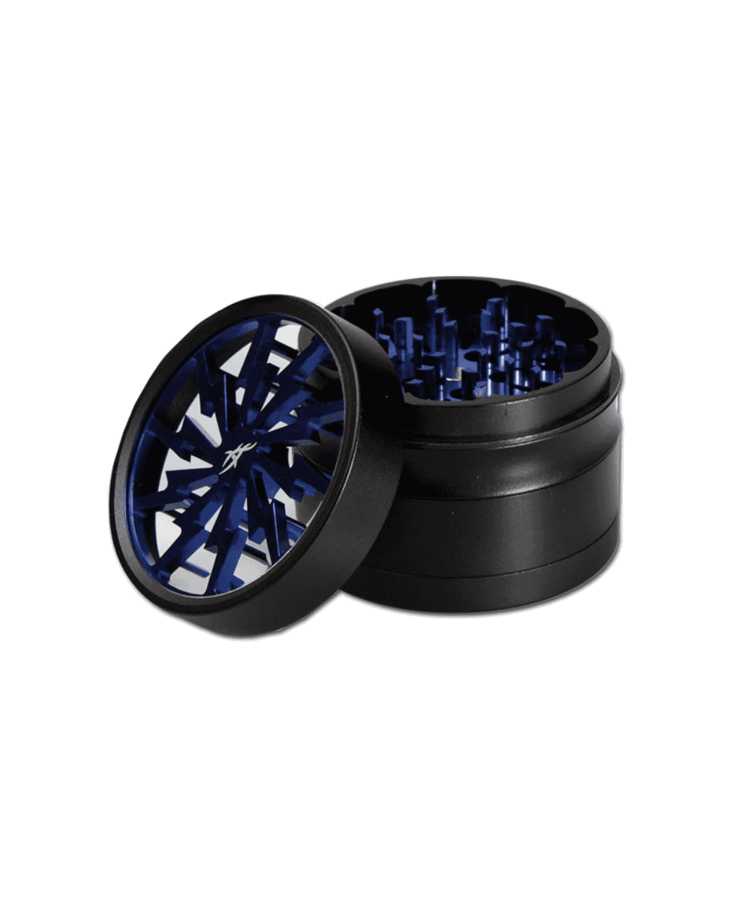 Stylischer 4-teiliger Thorinder Mini Grinder mit Pollenschaufel und Sichtdeckel