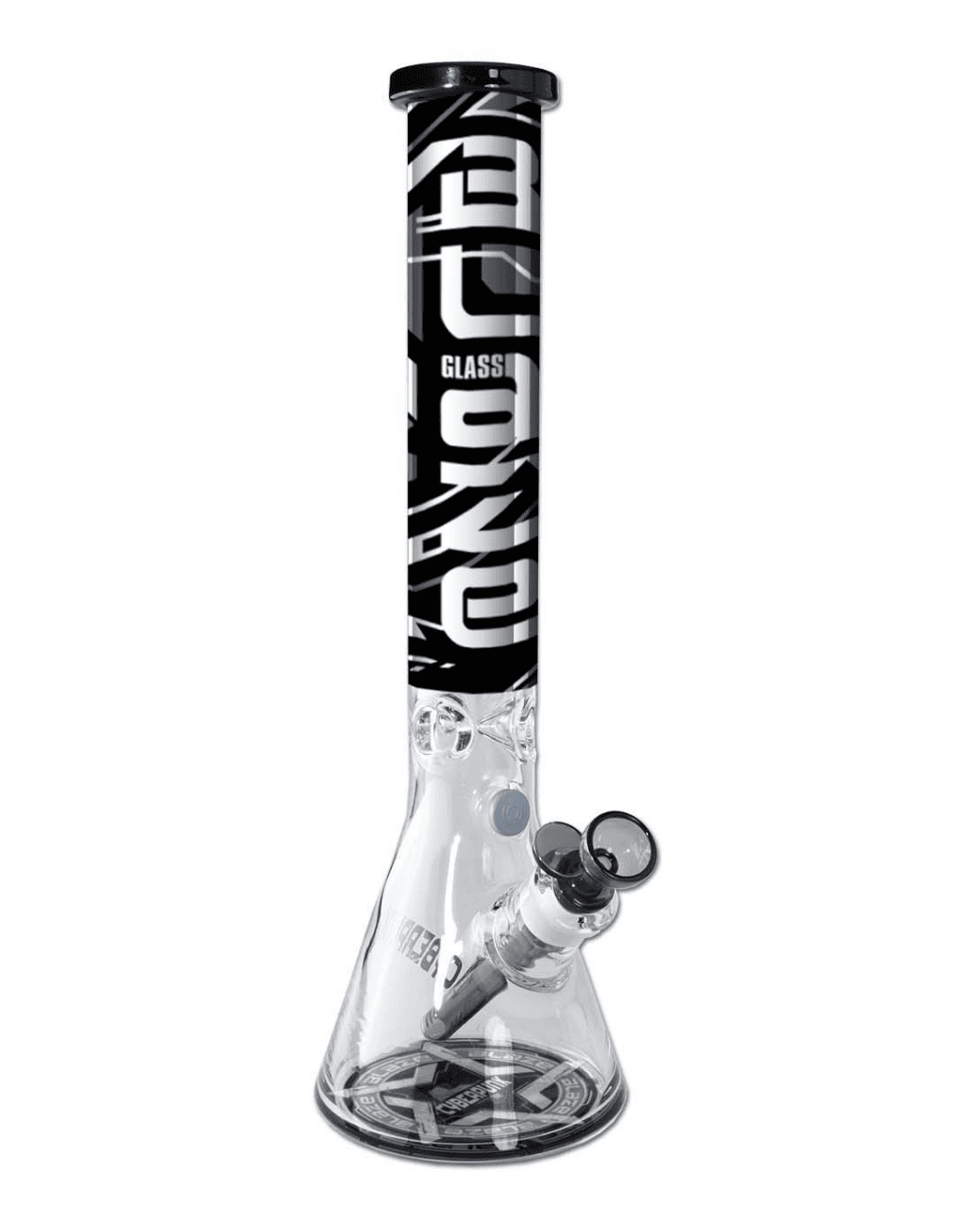 Frontansicht der BLAZE Cyberpunk Kolbenbong Ice aus Borosilikatglas mit Blaze Glass Logo.