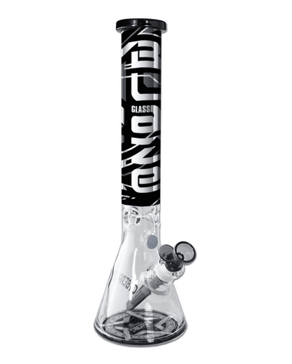 Frontansicht der BLAZE Cyberpunk Kolbenbong Ice aus Borosilikatglas mit Blaze Glass Logo.