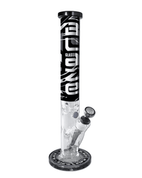Gesamtansicht der BLAZE Cyberpunk Zylinderbong Ice aus klarem Borosilikatglas mit Blaze Glass Logo