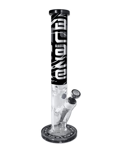 Gesamtansicht der BLAZE Cyberpunk Zylinderbong Ice aus klarem Borosilikatglas mit Blaze Glass Logo