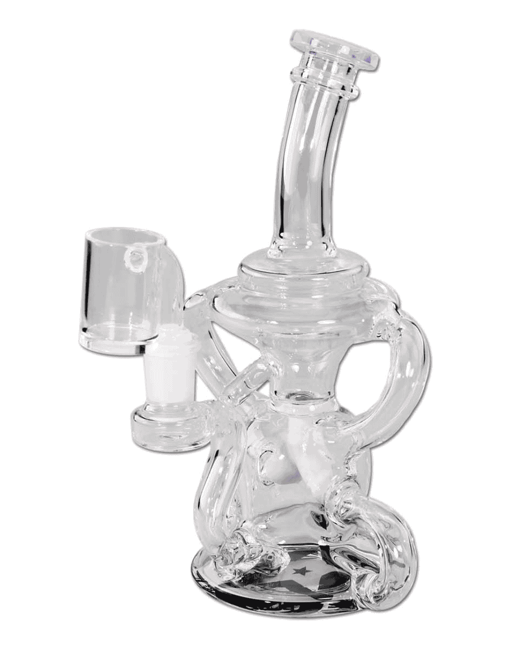 Ansicht der stabilen Basis des BLAZE Dab Rig Recyclers mit 116/19mm Durchmesser