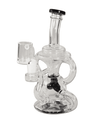 Detailansicht des BLAZE GLASS Logos auf dem roten Dab Rig Recycler