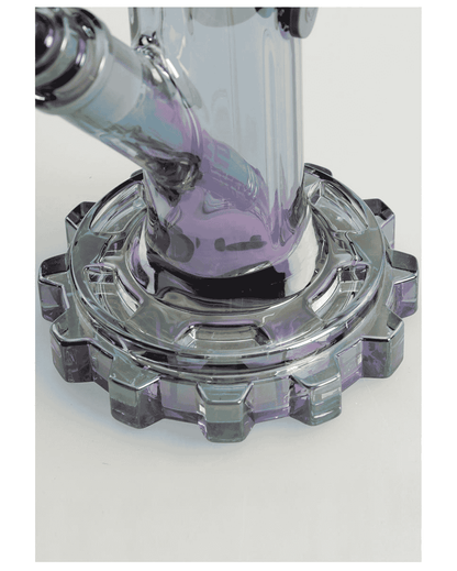 Robuste Zylinderbong mit dicker Wand, Zahnradfuß und Lift-off-Kopf von BLAZE Glass