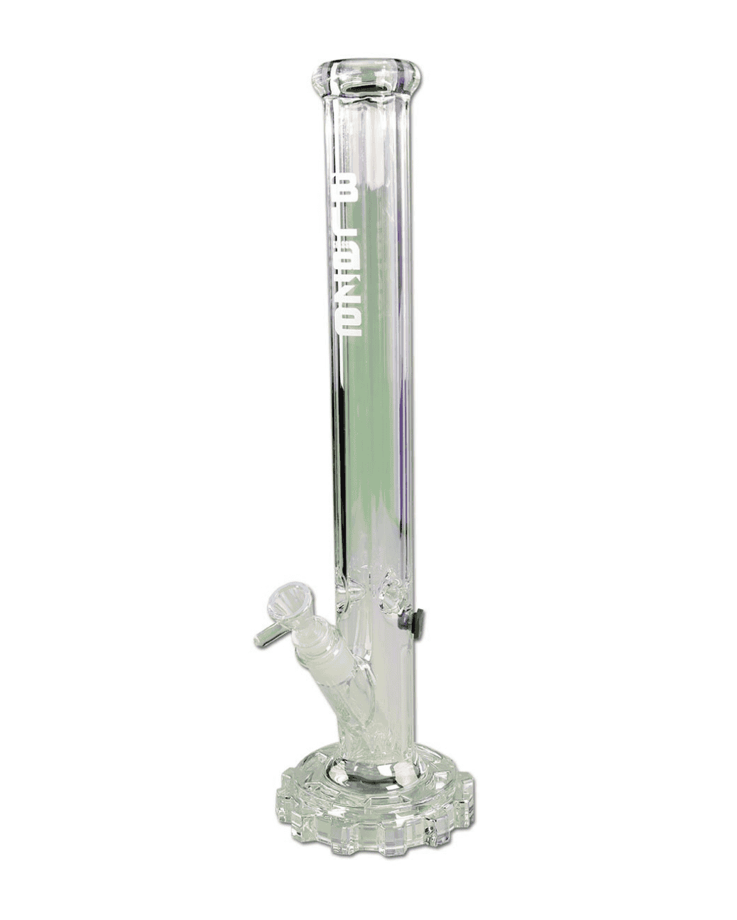 Icebong mit Zahnradfuß und Regenbogen-Metalliceffekt aus robustem Glas, 45 cm hoch