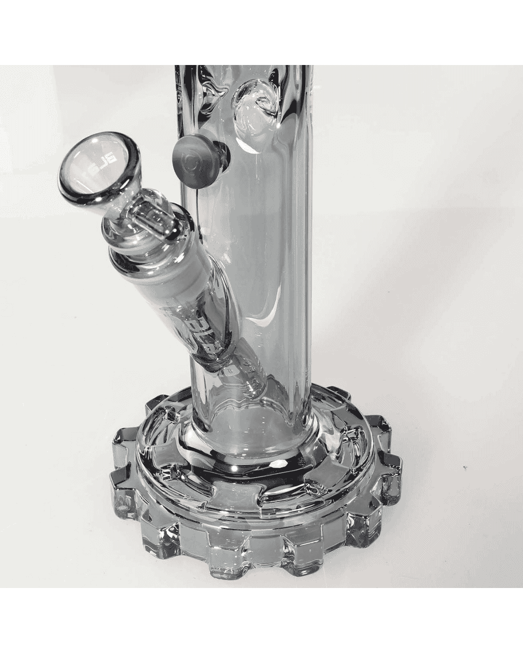 Sechskantige Icebong von BLAZE Glass mit robustem Zahnradfuß und Diffusorschlitzadapter